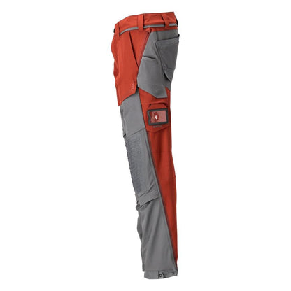 Hose, Knietaschen, Stretch, leicht Hose, herbstrot/anthrazitgrau