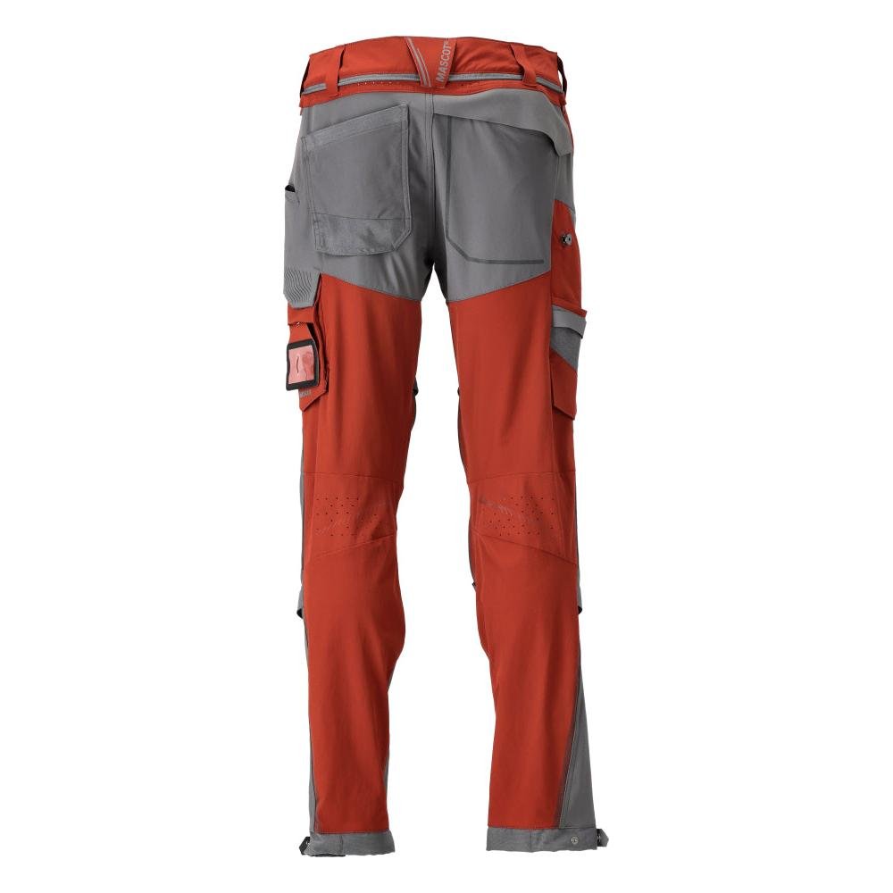 Hose, Knietaschen, Stretch, leicht Hose, herbstrot/anthrazitgrau
