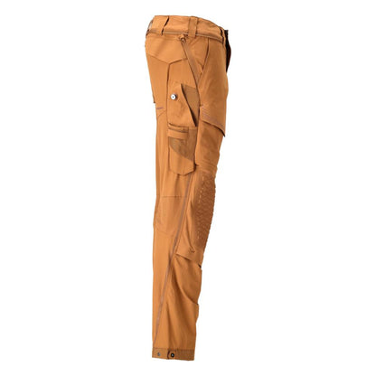 Trousers, knee pockets, stretch, light trousers, nut brown