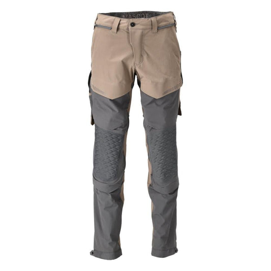 Hose, Knietaschen, Stretch, leicht Hose, dunkles sandbeige/anthrazitgrau