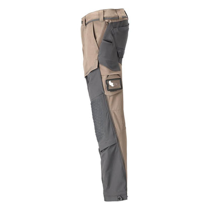 Hose, Knietaschen, Stretch, leicht Hose, dunkles sandbeige/anthrazitgrau