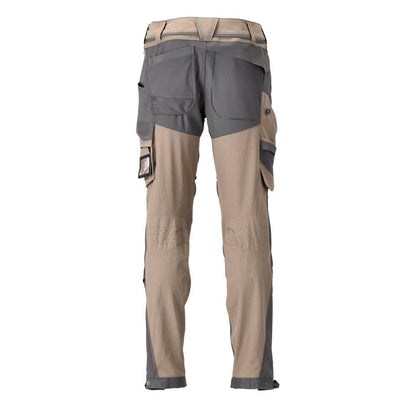Hose, Knietaschen, Stretch, leicht Hose, dunkles sandbeige/anthrazitgrau