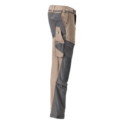 Hose, Knietaschen, Stretch, leicht Hose, dunkles sandbeige/anthrazitgrau