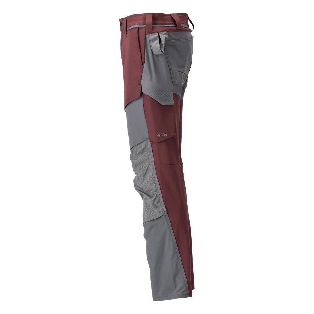 Hose mit Knietaschen, ULTIMATE STRETCH Hose, bordeaux/anthrazitgrau