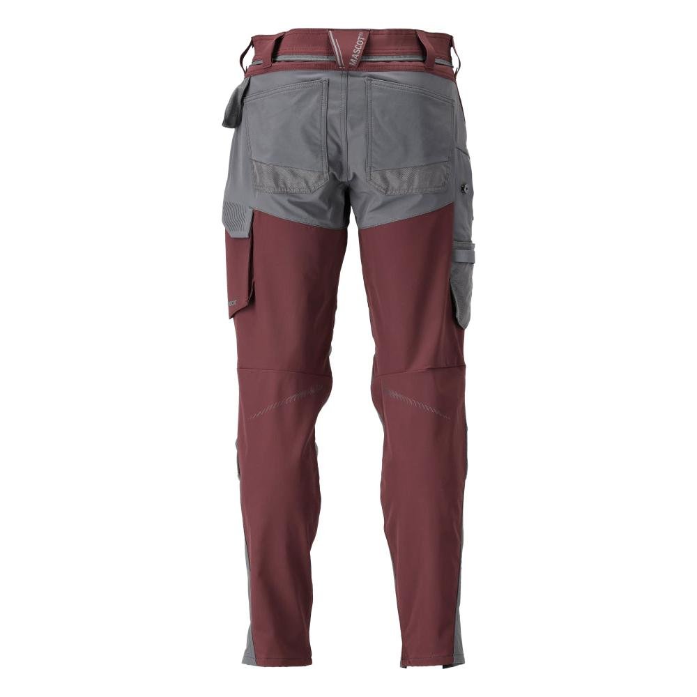 Hose mit Knietaschen, ULTIMATE STRETCH Hose, bordeaux/anthrazitgrau