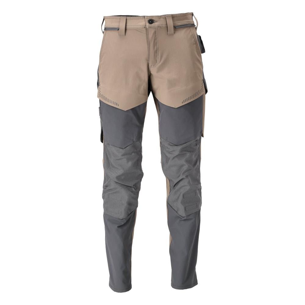 Hose mit Knietaschen, ULTIMATE STRETCH Hose, dunkles sandbeige/anthrazitgrau