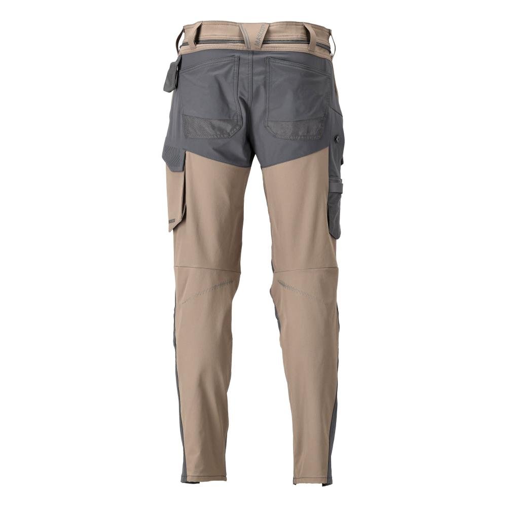 Hose mit Knietaschen, ULTIMATE STRETCH Hose, dunkles sandbeige/anthrazitgrau