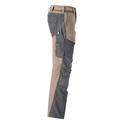 Hose mit Knietaschen, ULTIMATE STRETCH Hose, dunkles sandbeige/anthrazitgrau