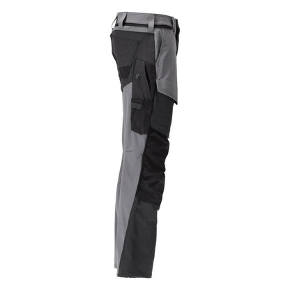 Trousers with knee pockets, ULTIMATE STRETCH trousers, anthracite grey/black