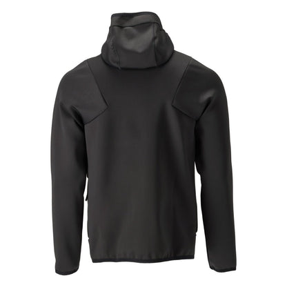 Fleece sweater, hood, zipper microfleece jacket, black