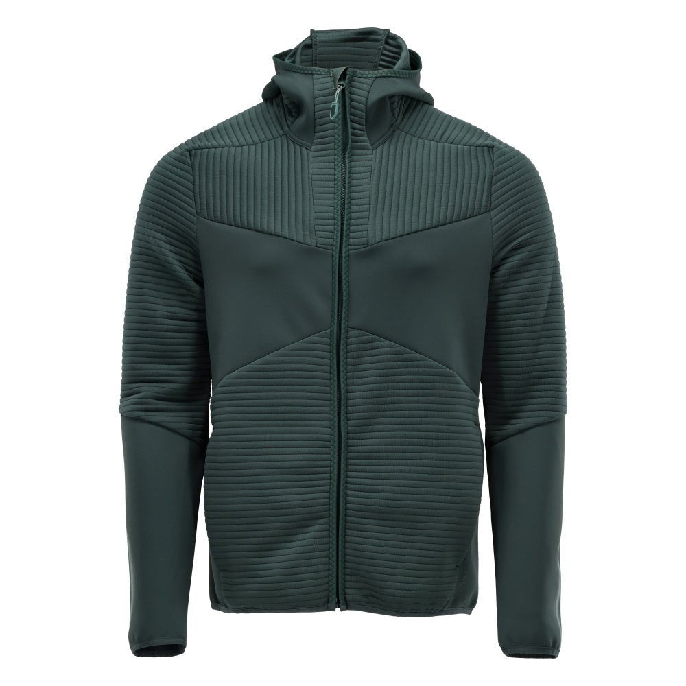 Fleece sweater, hood, zip microfleece jacket, forest green