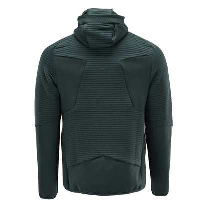 Fleece sweater, hood, zip microfleece jacket, forest green