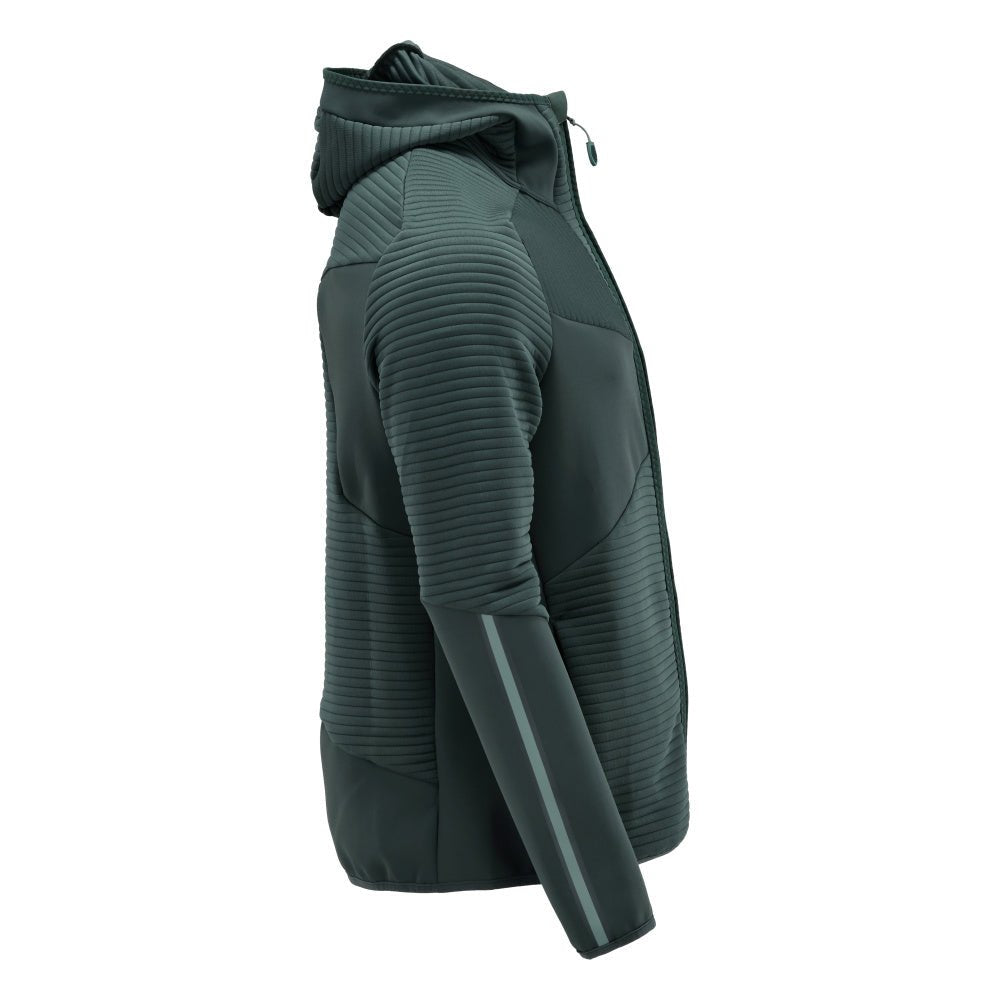 Fleece sweater, hood, zip microfleece jacket, forest green