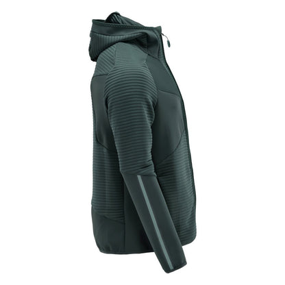 Fleece sweater, hood, zip microfleece jacket, forest green