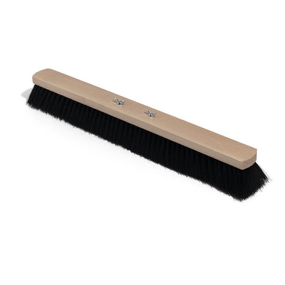 The Nölle Profi Brush hall broom from Nölle Profi Brush Brush & Paint Technology e.K. features a wooden block, black synthetic bristles in a quality mix, and two metal attachment points with wing screws.