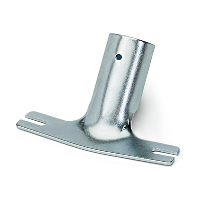 The Nölle Profi Brush metal handle holder slotted by Nölle Profi Brush Bürsten- & Pinseltechnik e.K. has a slotted flat bottom and an angled cylindrical tube, perfect for mounting and securing cleaning devices like the Nölle Profi Brush.