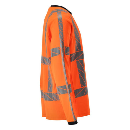 T-shirt, long sleeve, modern fit t-shirt, hi-vis orange
