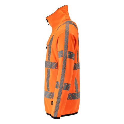 Fleece pullover with zip microfleece jacket, hi-vis orange
