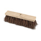 The Nölle Profi Brush Street Broom Piassava 40 cm from Nölle Profi Brush Bürsten- & Pinseltechnik e.K. features a rectangular saddle wood handle, dark stiff bristles, and a center hole for attaching a broomstick.
