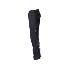 Trousers with knee pockets, women's trousers, black-blue