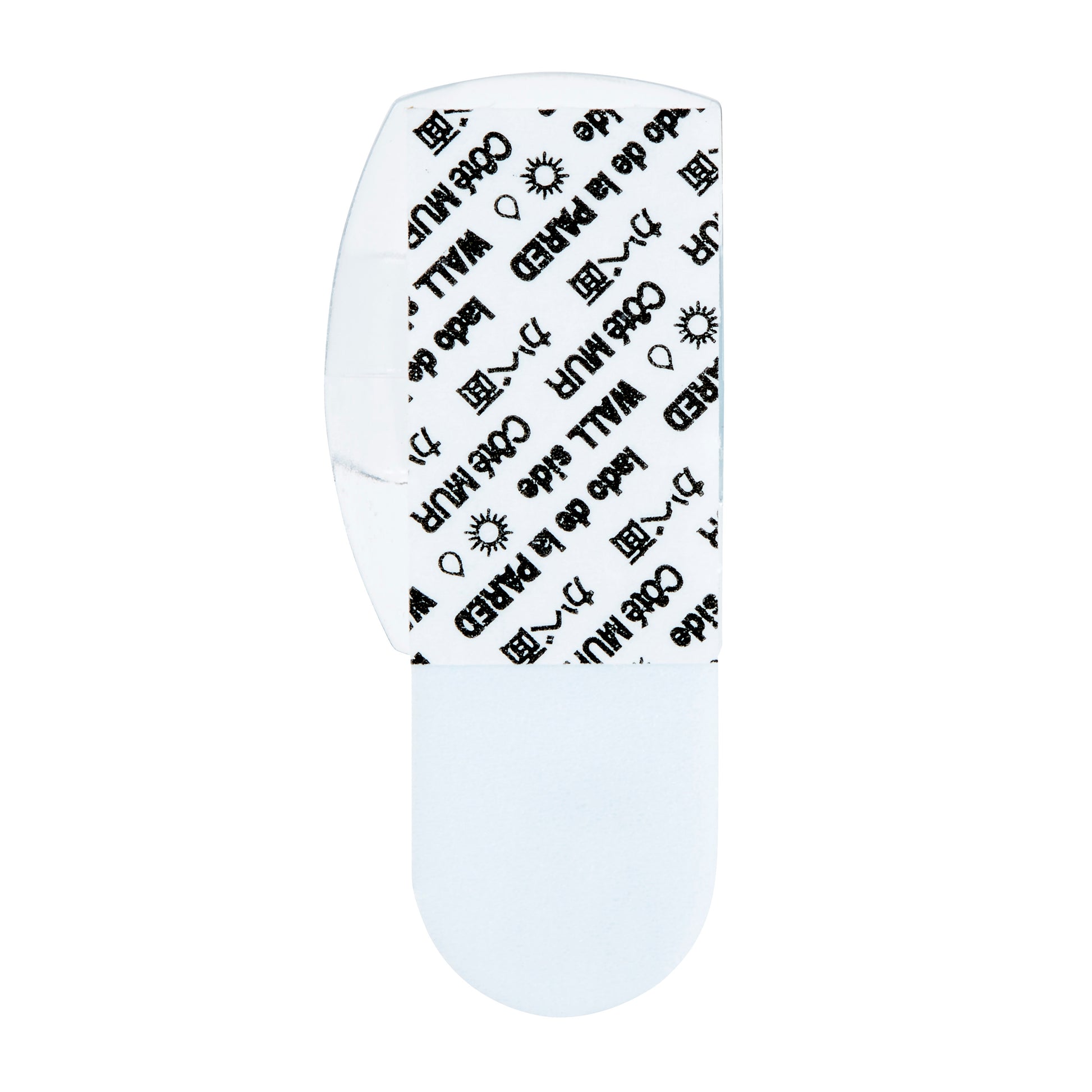 Die Command™ Outdoor Lichter-Clips (17017CLR-AWPU, 8 Clips + 10 Streifen) von 3M Deutschland GmbH sind vor einem schlichten weißen Hintergrund abgebildet und zeigen transparente Clips mit aufgedruckten schwarzen Texten und Symbolen auf der Schutzschicht.