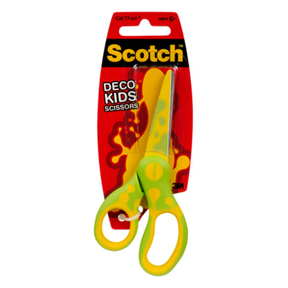 Die Scotch™ DECO Kinderschere (grün, blau oder pink), 13 cm von 3M Deutschland GmbH, wird einzeln verpackt und ist ideal für Bastelprojekte. Geeignet für Kinder ab 6 Jahren, mit abundeten Spitzen im Kunststoff-Etui.