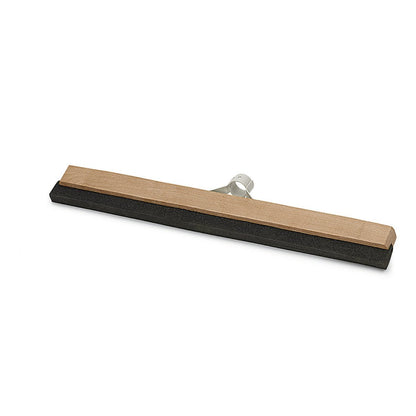 The Nölle Profi Brush water squeegee wood with metal handle holder from Nölle Profi Brush Bürsten- & Pinseltechnik e.K. is characterized by a wide black rubber blade, a sturdy metal handle holder, and a wooden body, depicted against a white background.