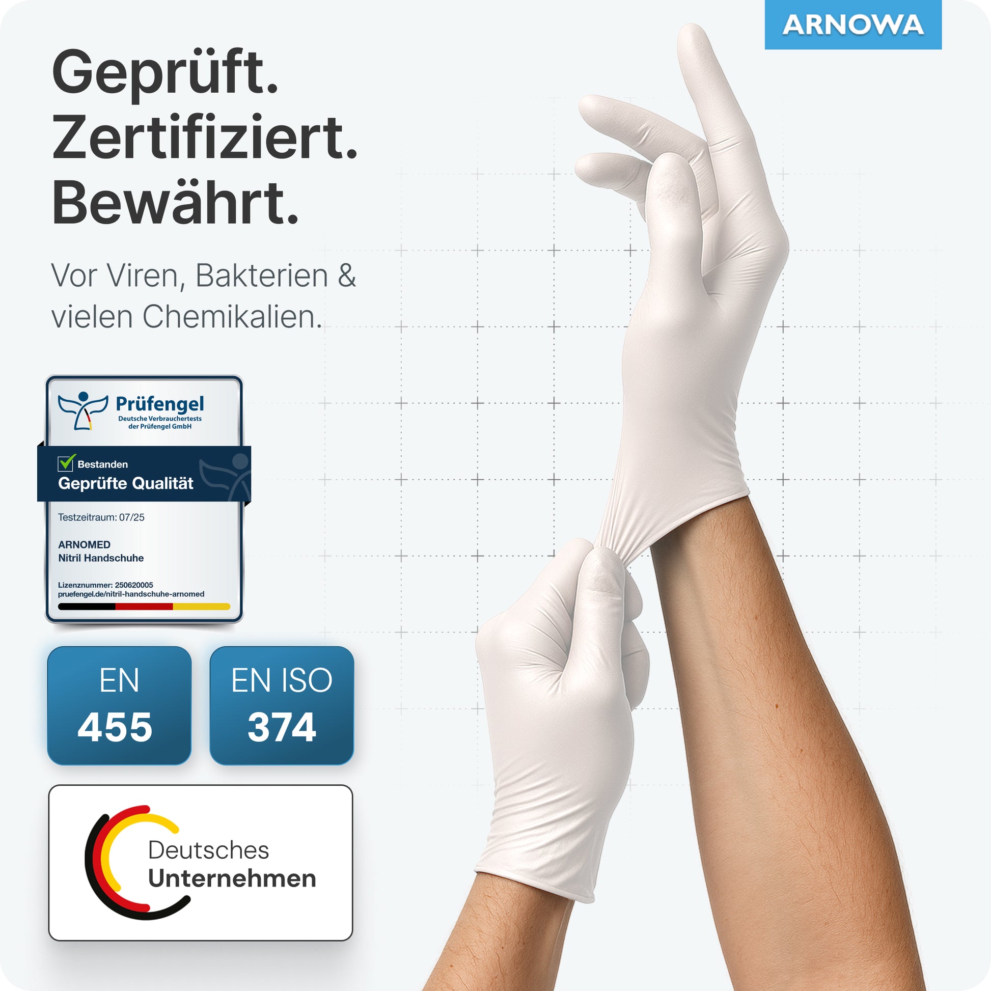 trommel handschuhe ARNOMED NITRIL WHITE Reißfeste Einmalhandschuhe aus Nitril in Weiß – Altruan