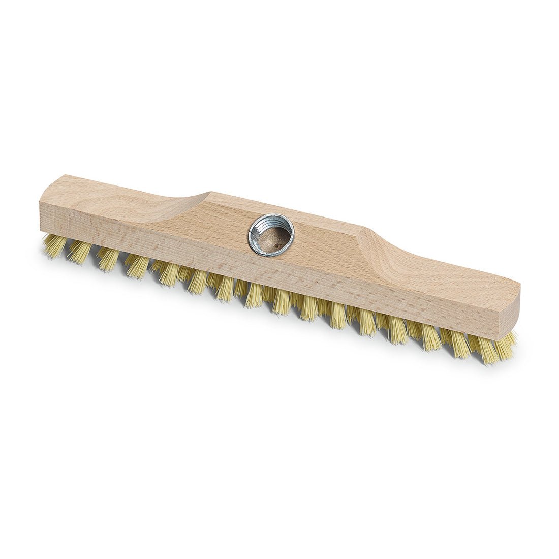 The Nölle Profi Brush Wiper Fibre Replacement 29 cm from Nölle Profi Brush Bürsten- & Pinseltechnik e.K. is equipped with stiff bristles and a central hole for handle attachment, ideal for professional cleaning, depicted on a white background.