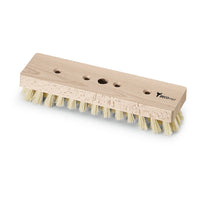 The image shows a rectangular Nölle Profi Brush BECOnnect scrub brush, 23 cm, with heat-resistant Thermo-PET bristles and four grip holes, manufactured by Nölle Profi Brush Bürsten- & Pinseltechnik e.K., on a white background.