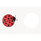 A simple red ladybug with black spots and antennae adorns the left side of a Dunicel bib (40x60 cm), featuring the ladybug design by Duni GmbH. A large white circle appears on the right side. The package contains 50 pieces—ideal for parties.