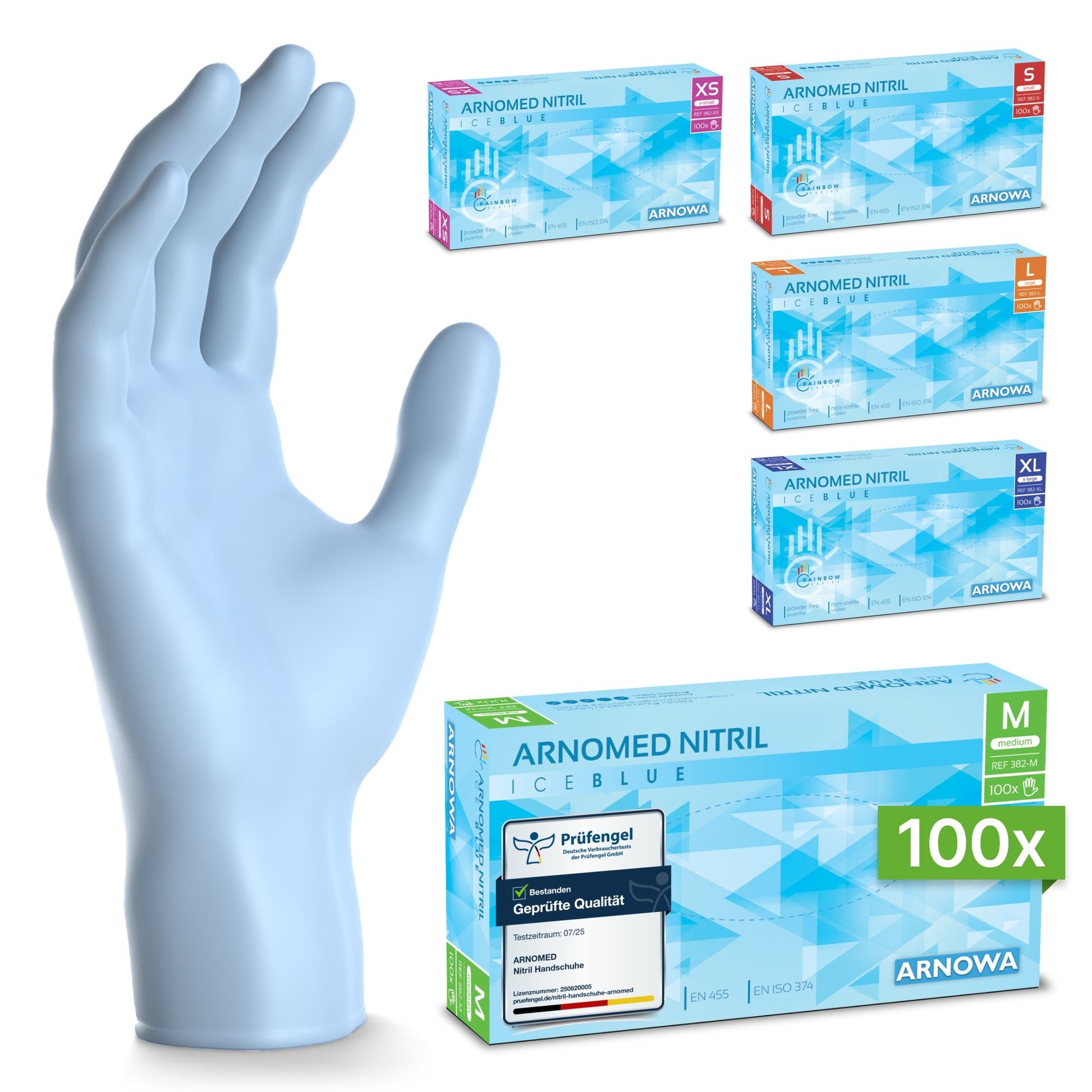 handschuhe nitril bestellen ARNOMED NITRIL ICE BLUE Einmalhandschuhe aus Nitril Hellblau