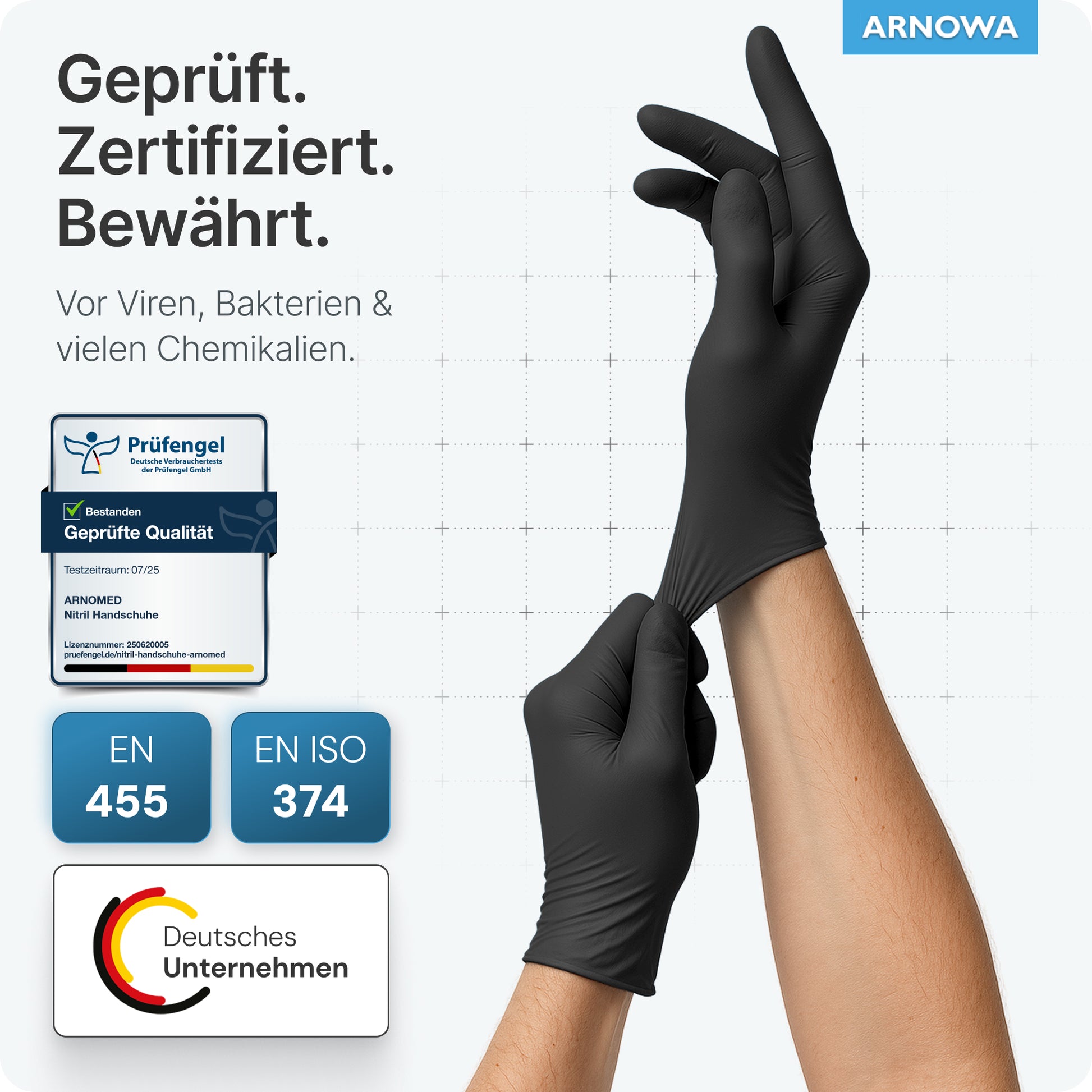 ARNOMED NITRIL MIDNIGHT BLACK Reißfeste Einmalhandschuhe aus Nitril in Schwarz