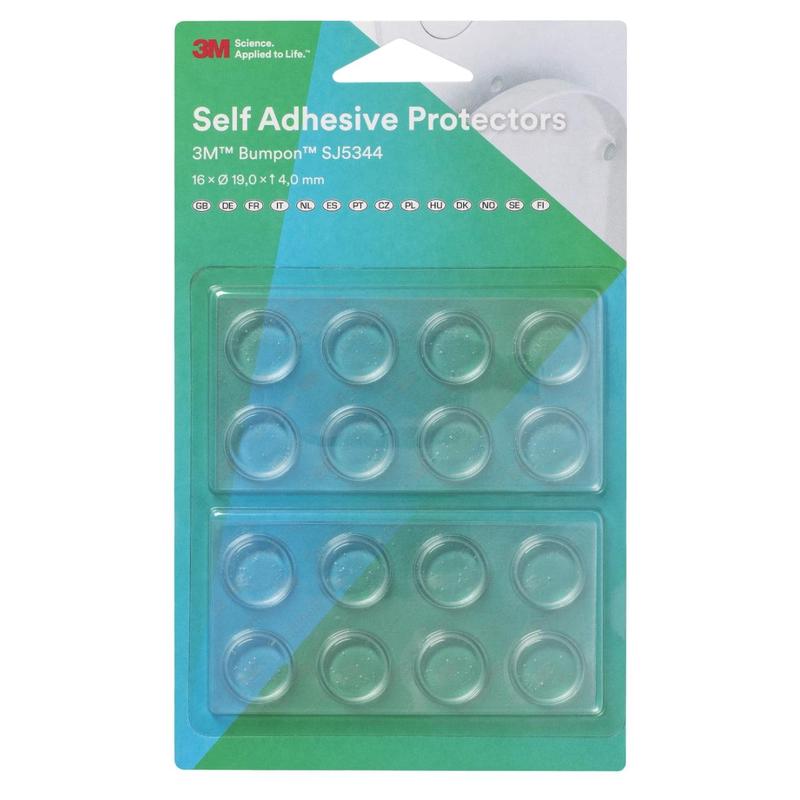 3M™ Bumpon™ SJ5344BL Elastikpuffer Mini-Pack, Transparent, 16 Stück, 19,1 x 4,1 mm, Klebstoff Acrylat A-20 | Packung (16 Stück)