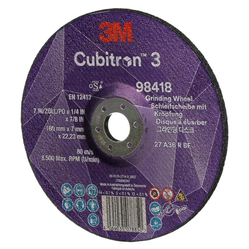3M™ Cubitron™ 3 Schruppscheibe, 98418, 36+, T27, 180 mm x 7 mm x 22,23 mm, EN, 10/Pack, 20 Stück/VE | Packung (10 Stück)