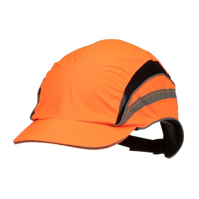 3M™ First Base™ 3 Anstoßkappe 2021874, Classic, fluoreszierende Warnfarbe, Orange, verkürzter Schirm, 55 mm | Packung (1 Stück)