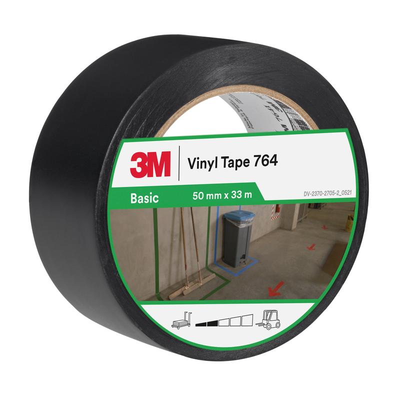 3M™ General Purpose PVC Tape 764, Black, 50mm x 33m, 0.13mm, Individually Wrapped | Pack (1 roll)