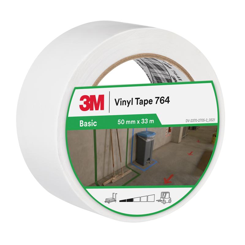3M™ Allzweck-PVC-Klebeband 764, Weiß, 50 mm x 33 m, 0.13 mm, Einzeln verpackt | Packung (1 Rolle)