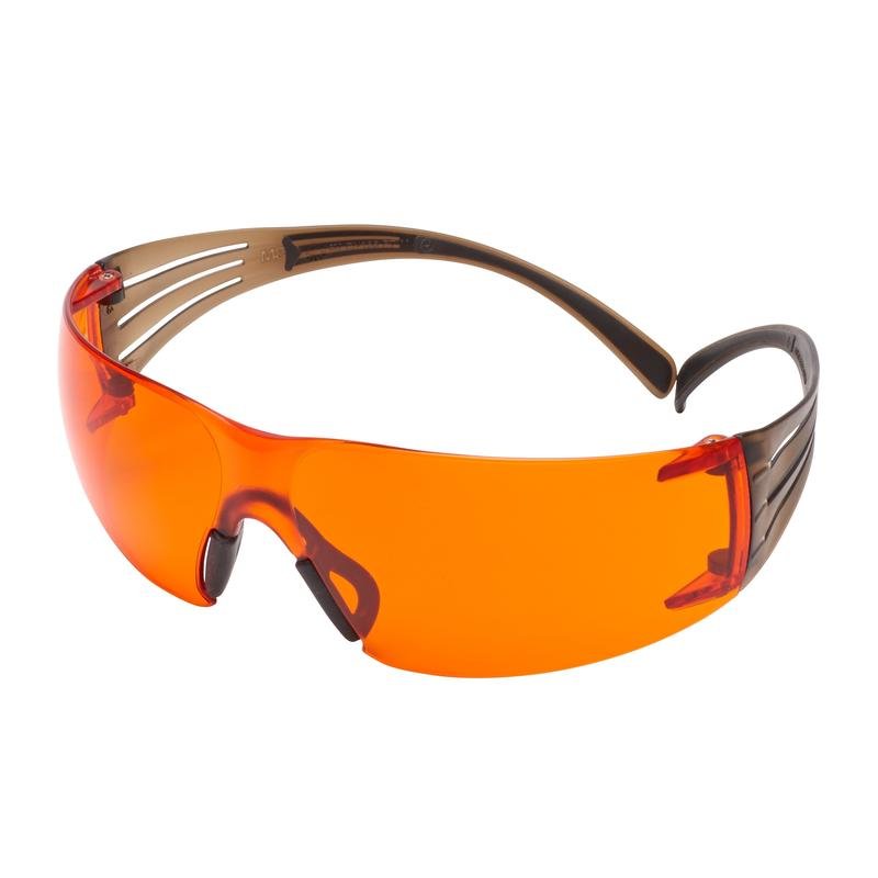 3M™ SecureFit™ 400 safety glasses, black/brown temples, Scotchgard™ anti-fog/anti-scratch coating (K&N), orange lens, SF406SGAF-BLA-EU | Pack (1 piece)