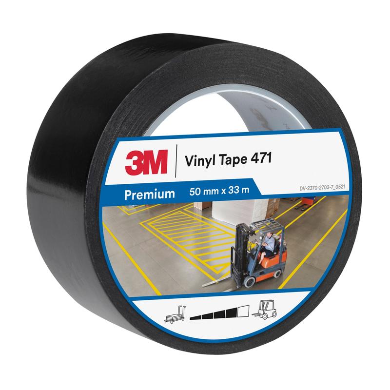 3M™ Weich-PVC-Klebeband 471, Schwarz, 50 mm x 33 m, 0.14 mm, einzelverpackt | Packung (1 Rolle)
