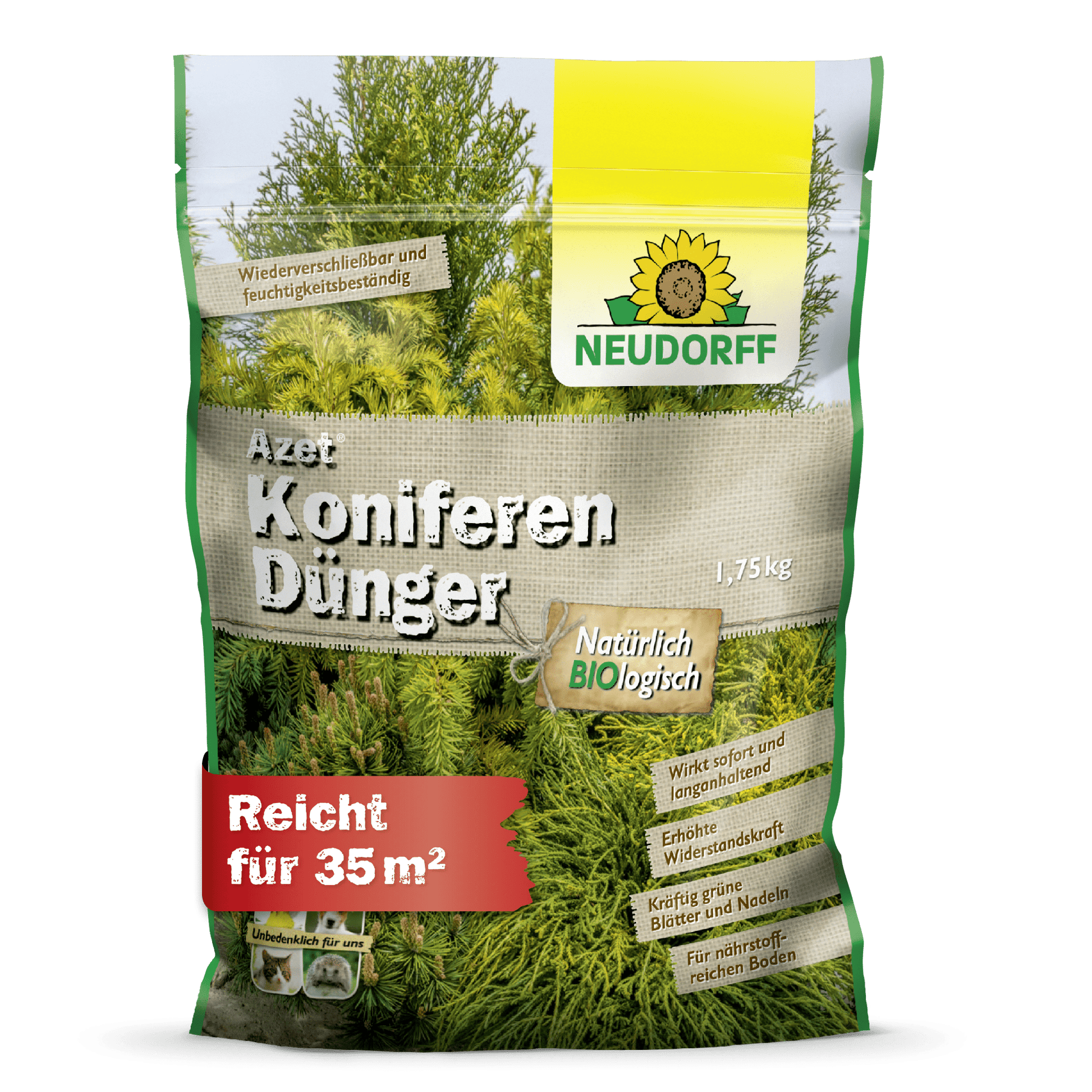 Ein Beutel Azet KoniferenDünger von Neudorff Shop - perfekt für üppige, gesunde Pflanzen und einen lebendigen Sichtschutz in Ihrem Garten.