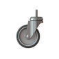 The TASKI Trolley Wheel 100mm from Diversey Deutschland GmbH & Co. OHG is a swivel castor with a metal bracket and rubber tire, designed for TASKI trolleys (pack of 1), shown against a white background.