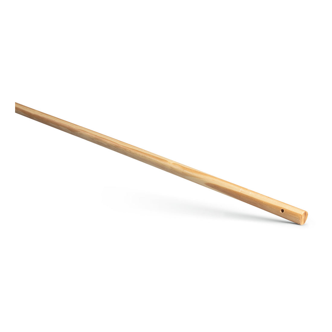 Der Nölle Profi Brush Besenstiel 24x1.400 mm von Nölle Profi Brush Bürsten- & Pinseltechnik e.K. ist ein glatter Holzbesenstiel, der an einem Ende spitz zuläuft und am anderen Ende ein kleines Loch hat - ideal für professionelle Reinigungsaufgaben.