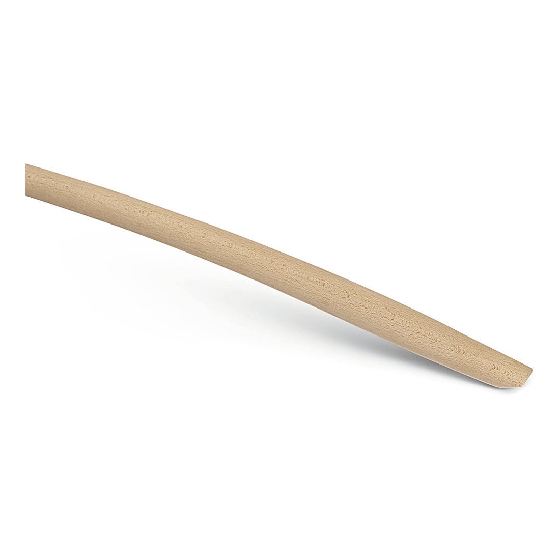 A close-up of the Nölle Profi Brush shovel handle bent, beech, 130 cm (Ø 41 mm), with rounded end, by Nölle Profi Brush brush & paintbrush technology e.K., isolated on white background.