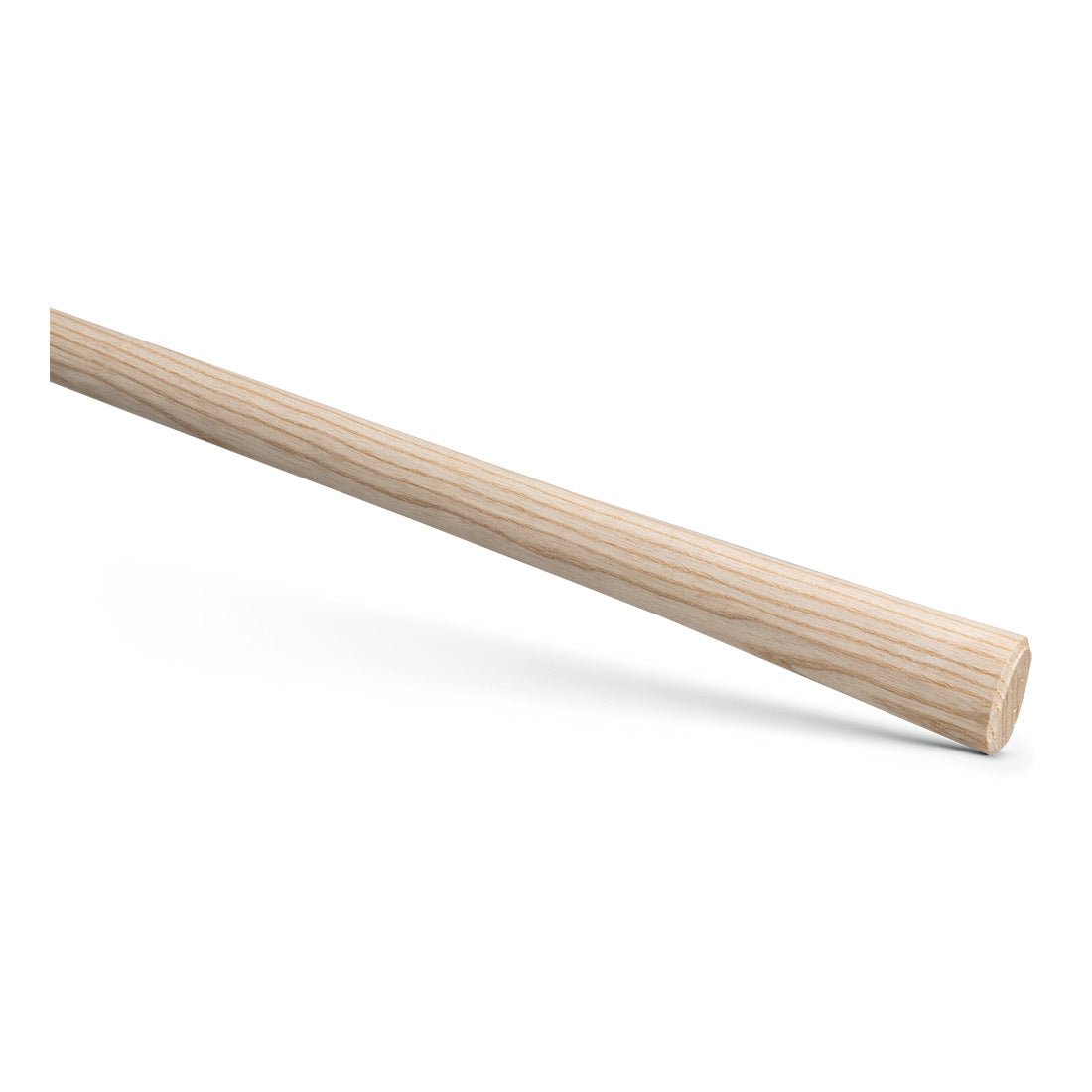 The Nölle Profi Brush planting hoe handle 1,050 mm made of ash (57/34 mm) from Nölle Profi Brush Bürsten- & Pinseltechnik e.K. lies diagonally on a white background - an ideal gardening tool for your collection.