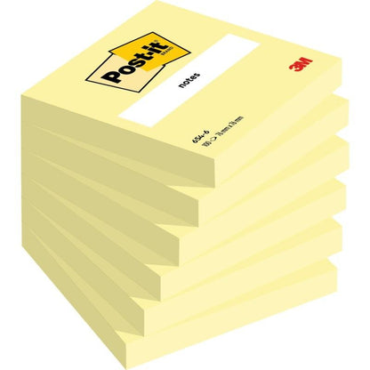 A stack of Post-it® Notes (76 mm x 76 mm, 100 sheets/block, 100% PEFC) from 3M Deutschland GmbH, with the top note showing the logo and "notes." Several blocks are stacked together.