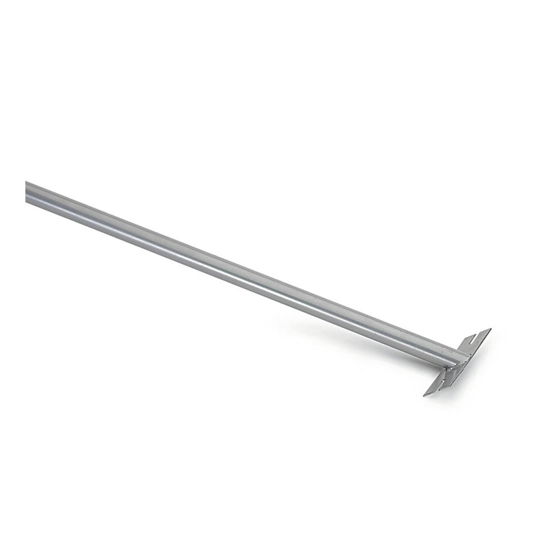 The Nölle Profi Brush metal handle with handle holder (140 cm, 24 mm diameter), from Nölle Profi Brush Bürsten- & Pinseltechnik e.K., is equipped with a flat, angled plate and shown on a white background.