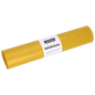 Abgebildet ist eine gelbe Rolle der EMIL DEISS KG (GmbH + Co.) DEISS 53019 Müllsäcke (700x1100 mm, Typ 20, 50 Stück) auf weißem Hintergrund - perfekt für eine effiziente Abfallentsorgung.