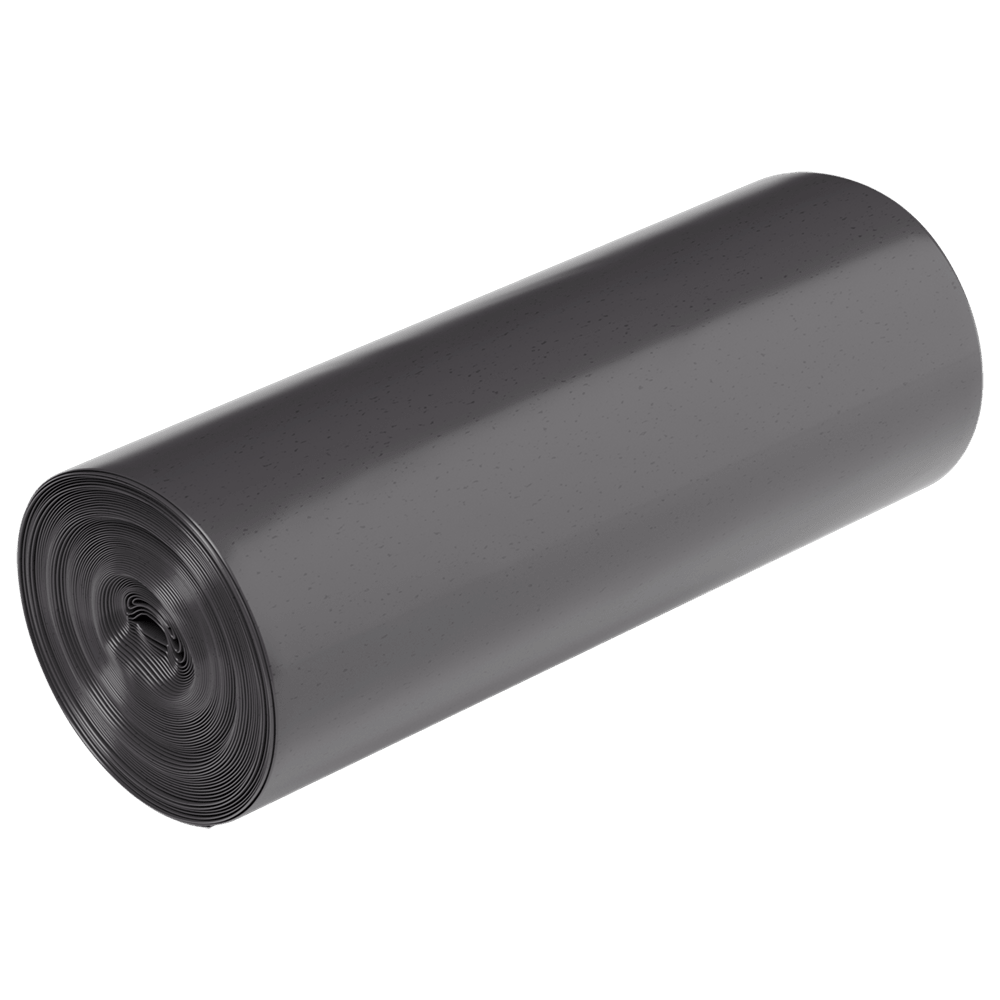 Pictured is a large roll of DEISS 54908 tear-resistant garbage bags (500x580 mm, gray, 50 pieces) from EMIL DEISS KG (GmbH + Co.) against a plain white background.