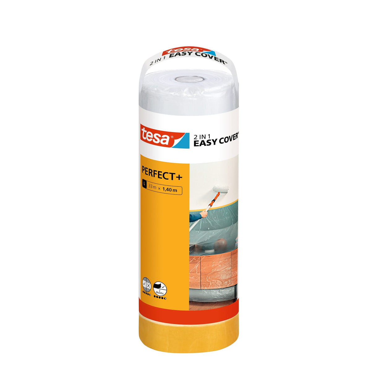tesa Easy Cover PERFECT+, Nachfüllung, orange 33 m x 1,4 m